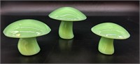 Viking Jadeite Mushrooms Set Of 3 Pressed By