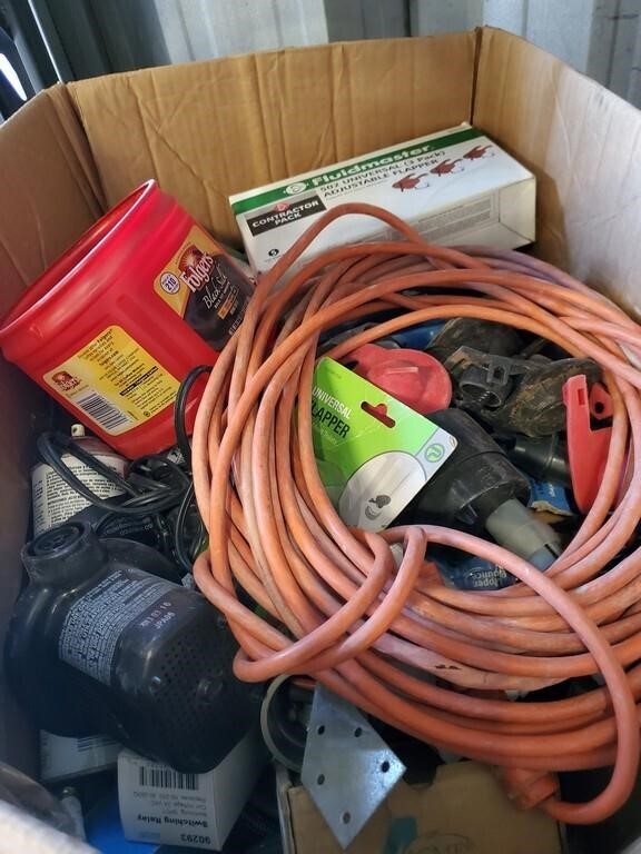 Box Of Various Plumbing And Extension Cords