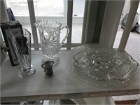 Godinge Vase, glass trays and a pitcher