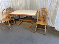 Oak Tile Top Kitchen Table & 4 Chairs