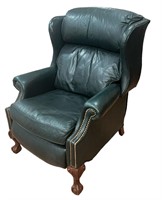 Green Leather Wingback Recliner Chair