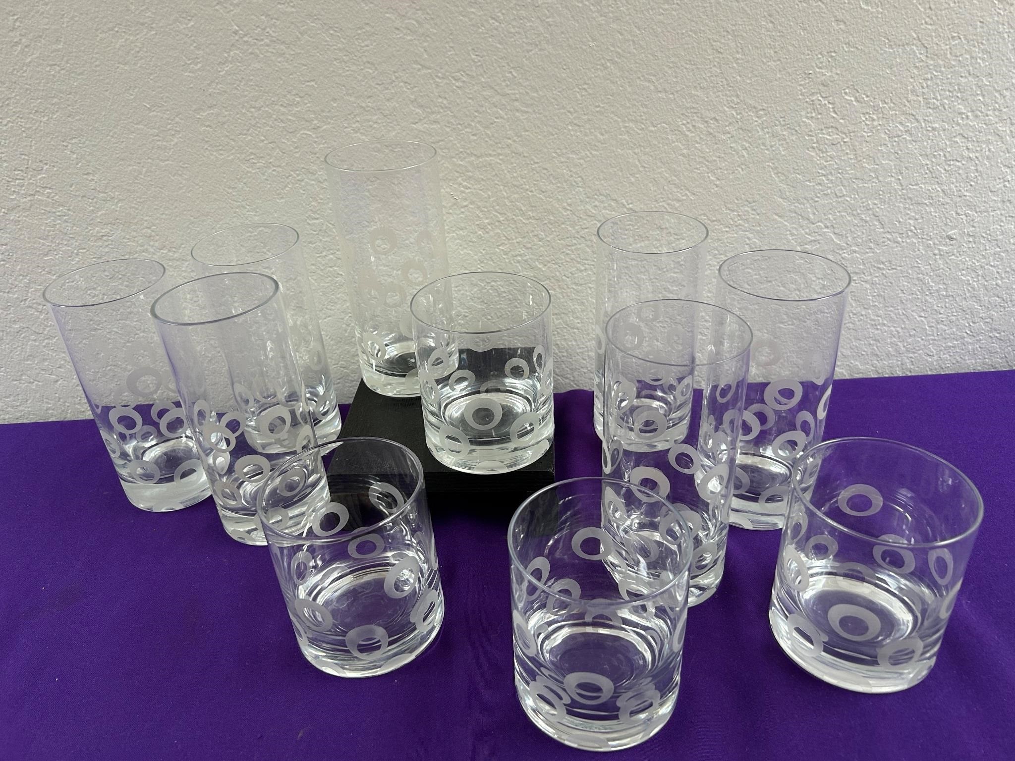 Mikasa Clear Glasses w Frosted Circles