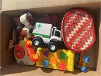 Box of Vintage and Fisher Price Toys