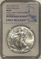 US 2016 Silver Eagle MS 69 Early Release