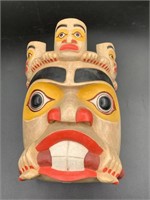 Tlingit style wood wall hanging mask, imported 9.5