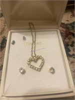 Heart necklace and earring set