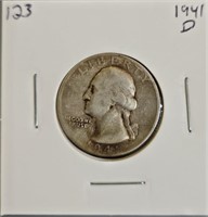 1941 D 90% Silver Washington Quarter