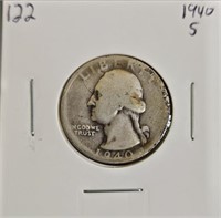 1940 S 90% Silver Washington Quarter