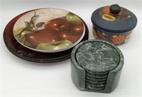 (X) Marble Coasters, Plates, Czechoslovakia