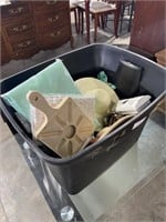 Tote of Decor Items and Misc