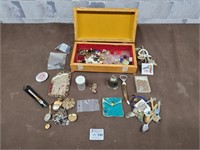 Jewellery box, spoons, jewellery etc