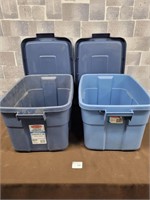 2 Rubbermaid bins with lids