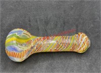 Glass pipe with red orange yellow green blue and