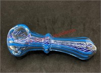Glass pipes blue, light blue and white stripes