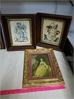 3 framed vintage artwork pieces