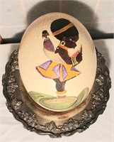 Painted Ostrich egg Black Tribal Arfican Motif