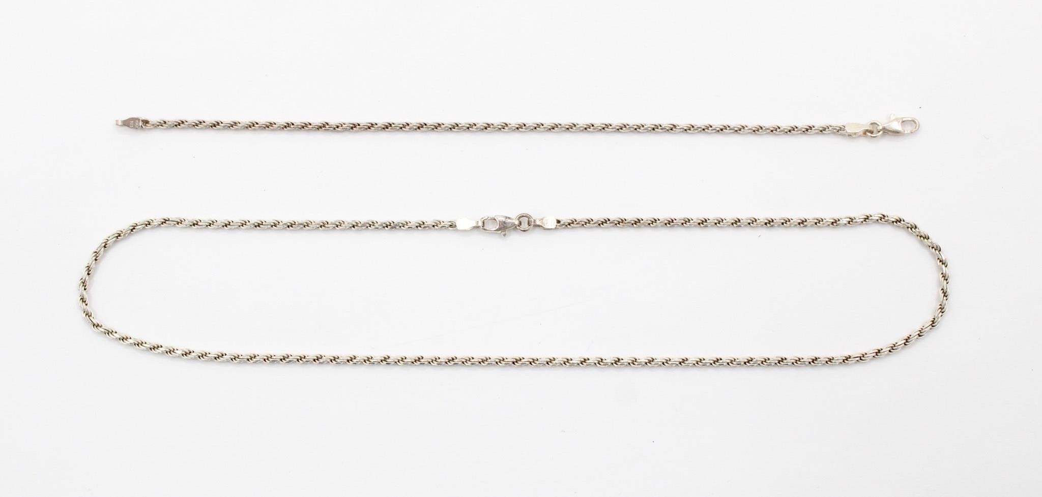 .925 Sterling Silver Rope Necklace & Bracelet