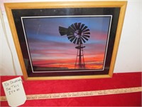 Texas Sunset Windmill Framed Photo Print