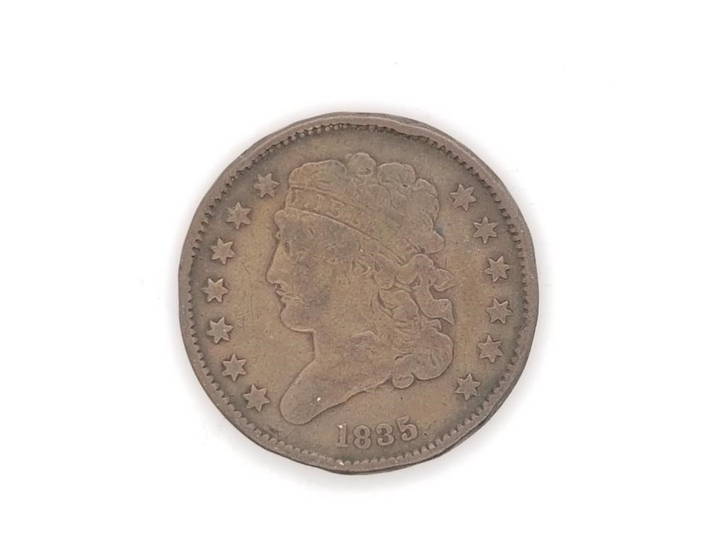 1835 Classic head half cent, US, condition is arou