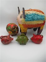 Vintage Paper Mache Piggy Bank & More Lot of (5)