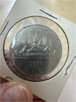 1975 uncirculated Canadian dollar coin