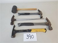 4 Hammers and 1 Rubber Mallet