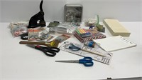 Hardware and crafting lot: hanging tags, glazier