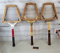 Group of 3 Vintage Wood Tennis Racquets w Head