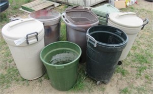 (9) Assorted trash cans.
