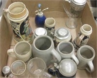 Box Lot of Assorted Mugs & Steins