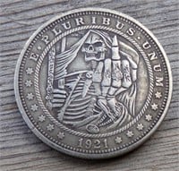 Hobo Style Challenge Dollar Coin Skull
