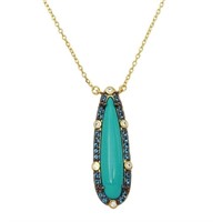 Sterling Silver  Drop Turquoise Crystal Necklace