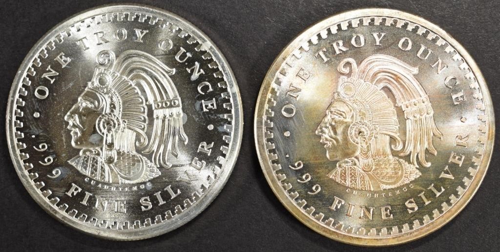 (2) 1 OZ .999 SILVER AZTEC CALENDAR ROUNDS