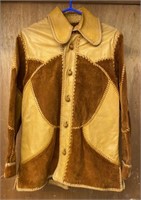 Leather Patchwork Coat (no size noted, looks