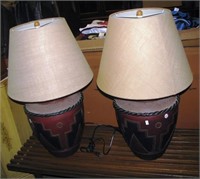 Pair of matching electric table lamps with