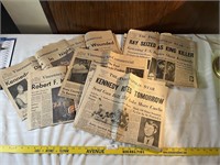 Lot of 1960's Robert Kennedy Newspapers