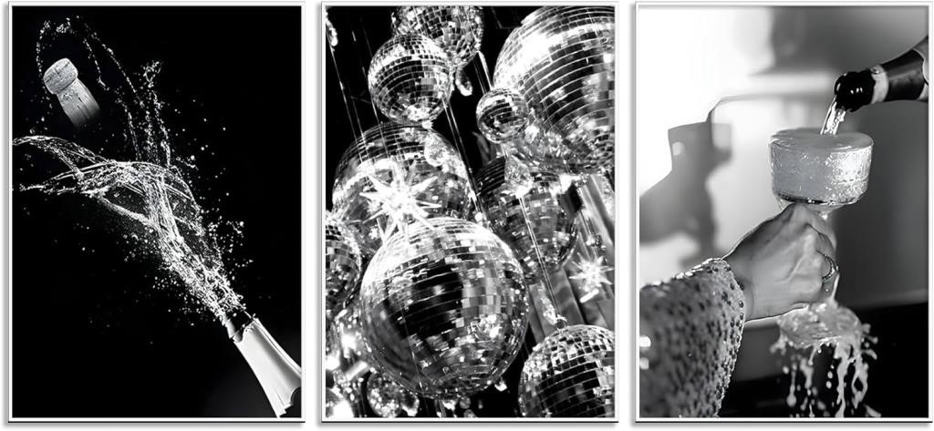 Champagne Black and White Ball Wall Art