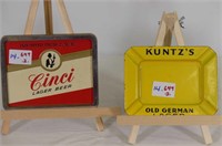 Kuntz's Enamel Ashtray and Cinci Lager Beer