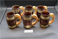 (6) Siesta ware Wooden handle Mugs