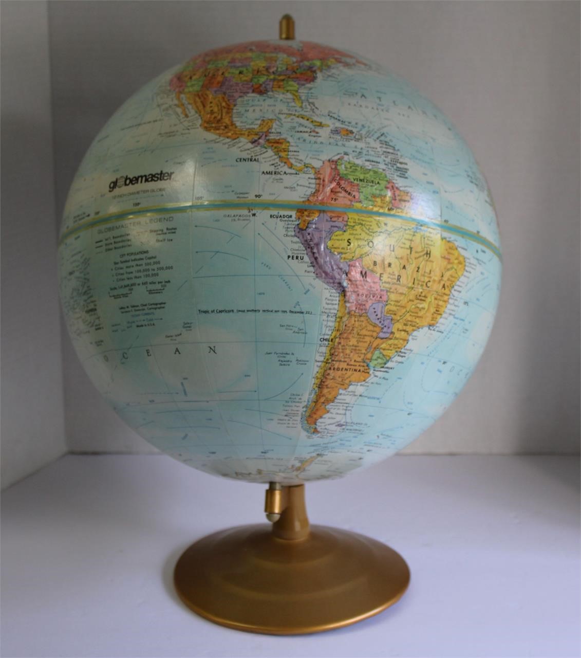 Vintage World Globe 17" Tall