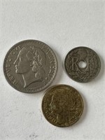France 1935 5 Francs, 1938 1 Franc, 1937 10