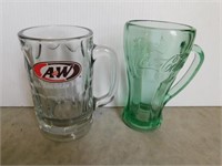 Large A&W root beer mug - Coca Cola handled mug