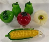 6 Pieces of Glass Fruit & Vegetables