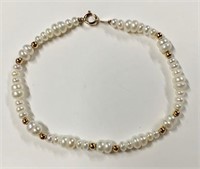 Pearl Bracelet with 14k Clasp and Beads