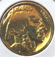 24k gold-plated 1919 buffalo nickel
