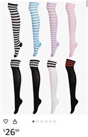 FIBO STEEL 8 Pairs Long Thigh High Socks for