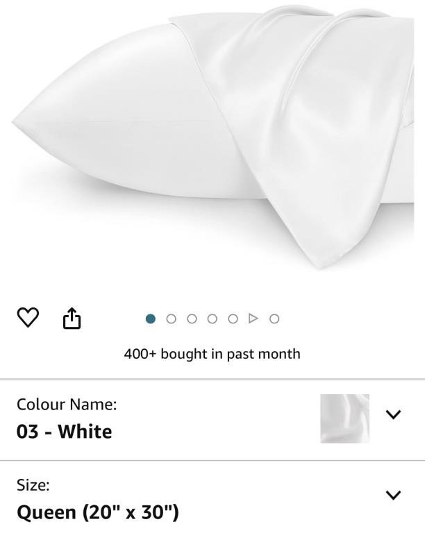 Bedsure White Pillow Case Queen Size 2 Pack-Satin