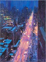 Robert Padovano "Snow Covered Rooftops" Acrylic