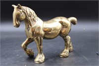 LARGE HEAVY CAST GOLD PAINTED BRASS CLYDESDALE