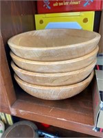 VINTAGE SET OF 4 WOODEN 6" BOWLS